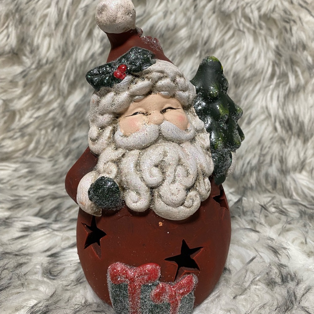 Pier 1 Ceramic Santa Tea light Holder Christmas Decor
